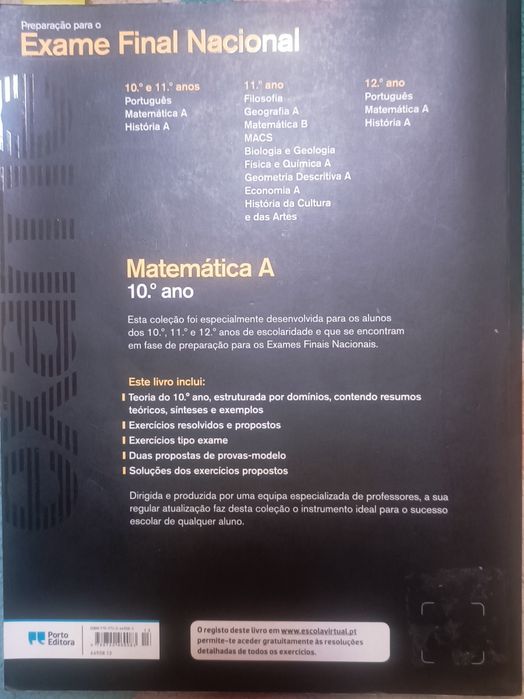 Livro de preparação para exame de matemática 10 ano Porto editora