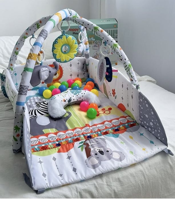 Розвиваючий килимок 3-в-1 для немовлят - з бортиками та дугами!