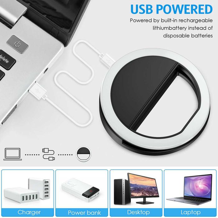 Ring Led anel para smartphone tablet portátil 9cm 3 níveis de luz