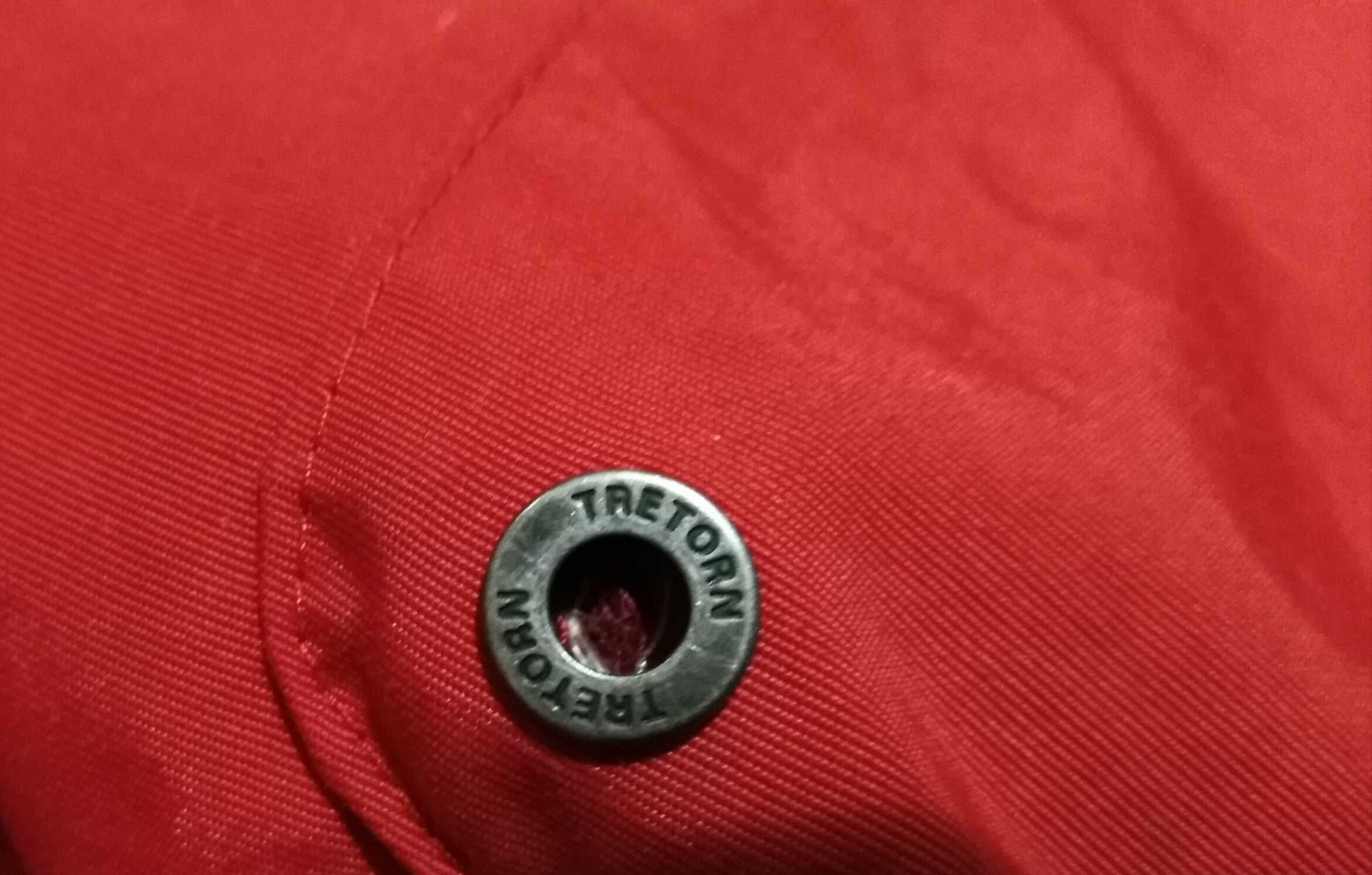 TRETORN parka/płaszcz lekko ocieplany czerwony kaptur kieszenie r.36 S