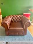 Fotel Chesterfield skórzany brązowy