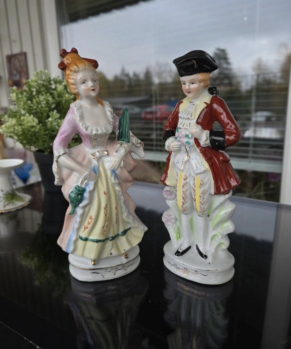 Dwie piękne figurki wiktoriańska para stare Antyk Zabytek Staroć