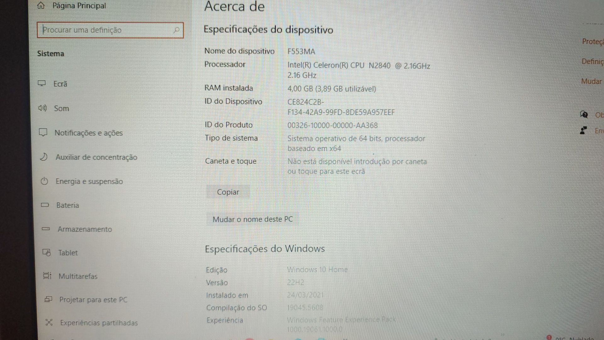 Computador portátil ASUS F553M