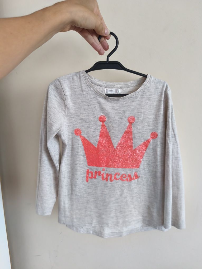 Szara bluzka z długim rękawem brokat princess Pepco r.110-116
