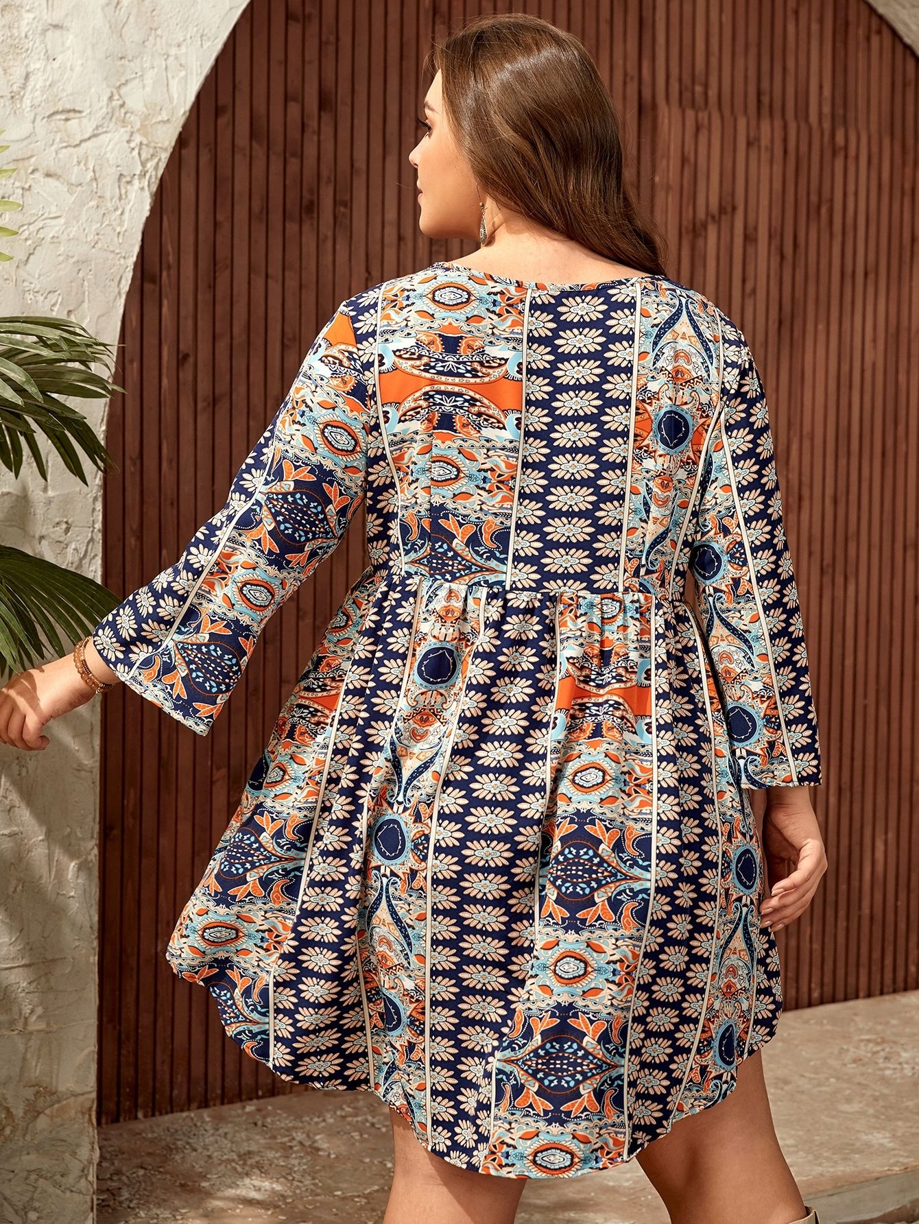Sukienka Letnia Boho Wzorzysta Rozkloszowana Casual Shein Xxl
