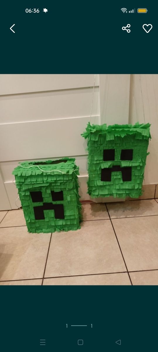 Piniata Minecraft creeper do rozbicia