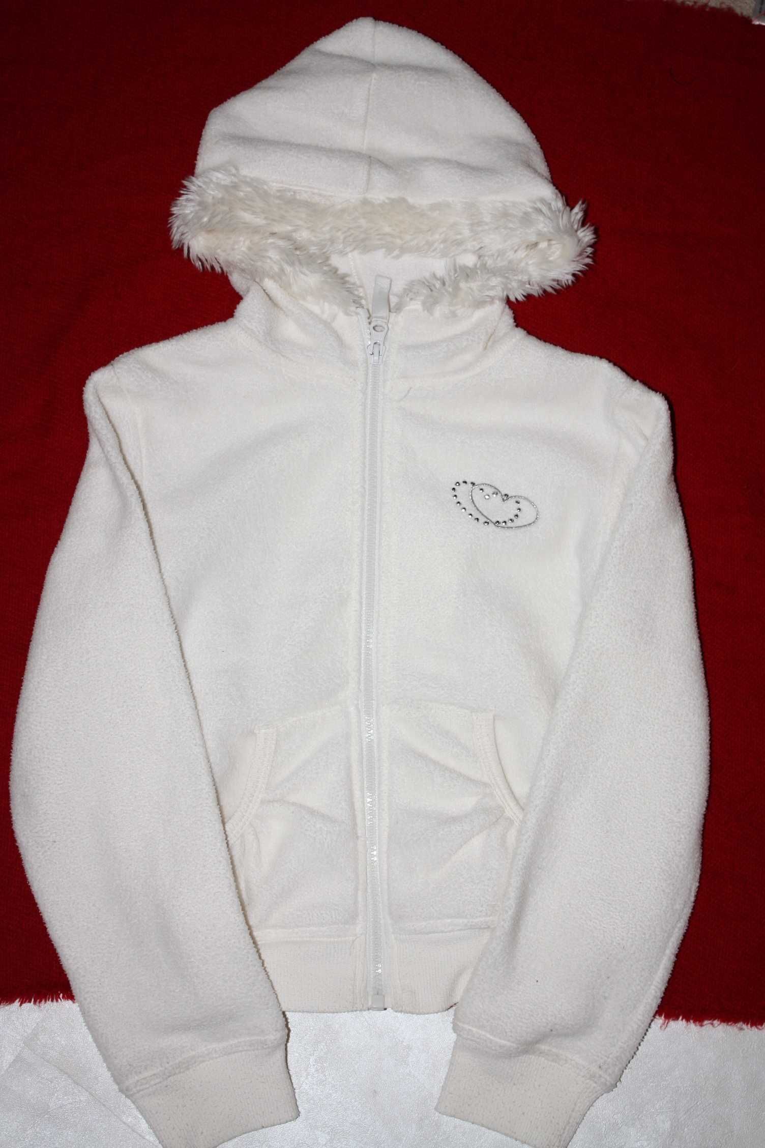 Флисовая белая кофта с капюшоном ф.Gloss р- 134/140,9/10л.