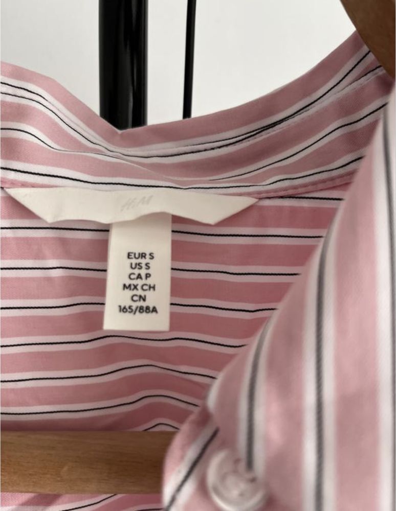 Рожева сорочка у смужку розовая рубашка  из поплина в полоску h&m