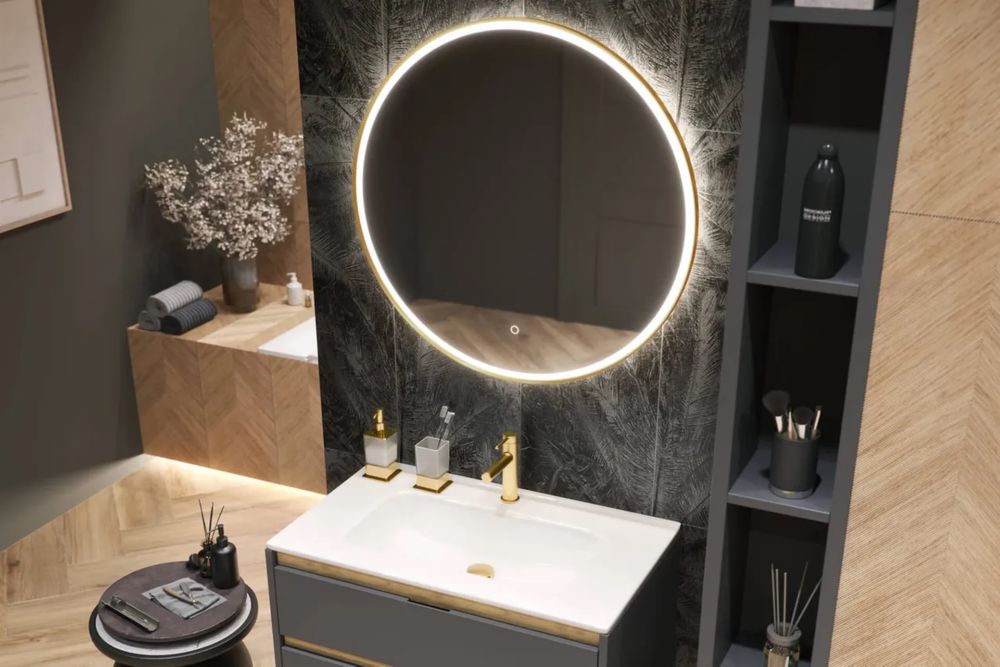 Lustro Łazienkowe Led Barwa Zmienna Okrągłe 80 Cm Excellent