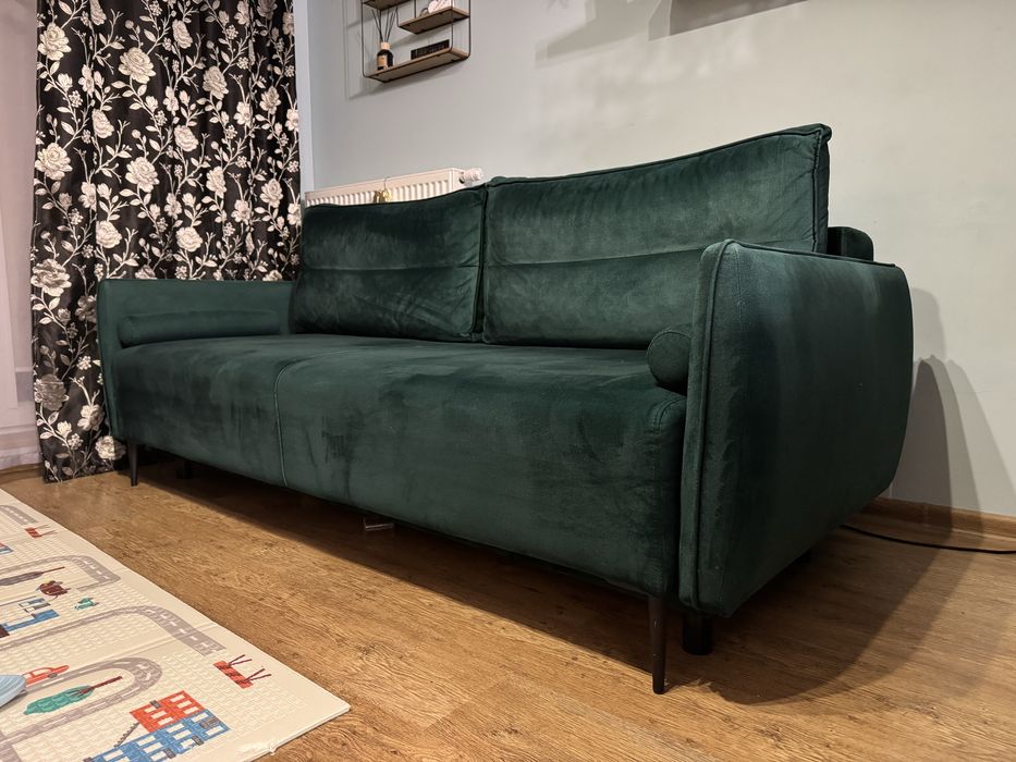 Sofa kanapa łóżko wersalka butelkowazieleń wodoodporna tkanina