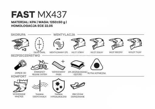 KASK LS2 MX437 FAST solid  matt black cross enduro XXS