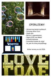 Barmix, Dym ,Scianka ,Bańki , Fontanna iskier