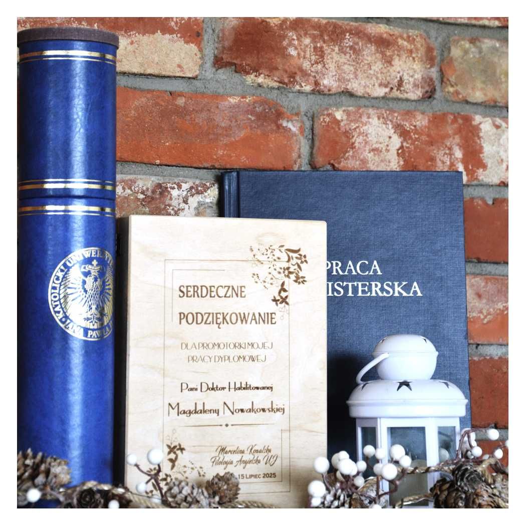 Prezent dla promotora na obronę grawer, pudełko, BOX 25X17X11, WZORY
