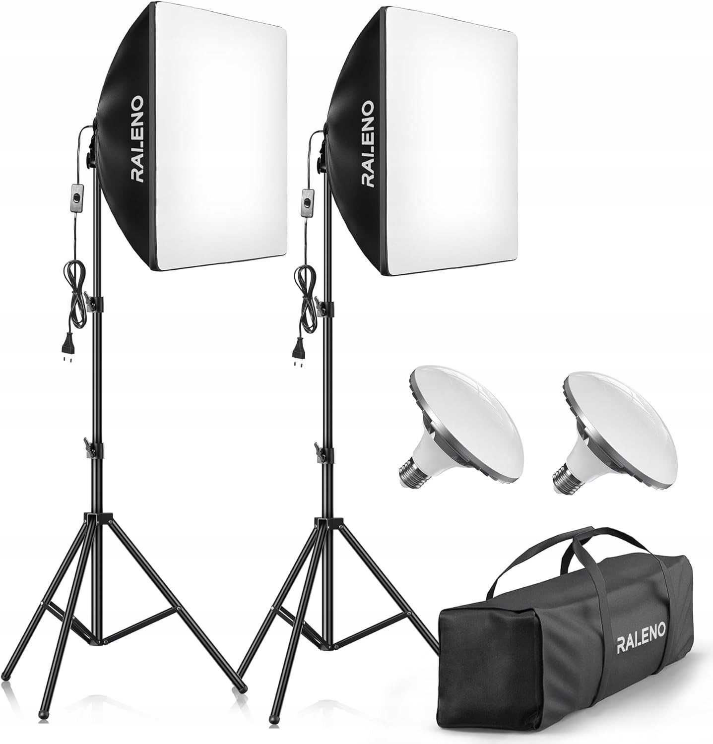 RALENO 2 x Softbox 50W LED Gotowy zestaw do Studia 50x50 cm 5500K 50W