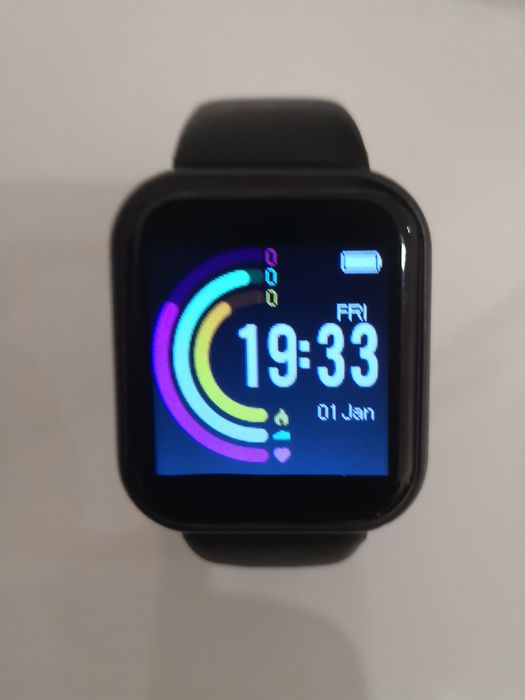 Smartwatch preto e rosa NOVO