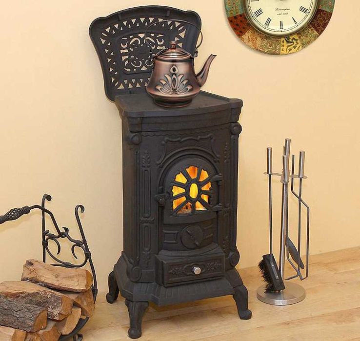 Чугунна Піч Буржуйка 9 квт - 2 кольори / Подвійна стінка / Польша