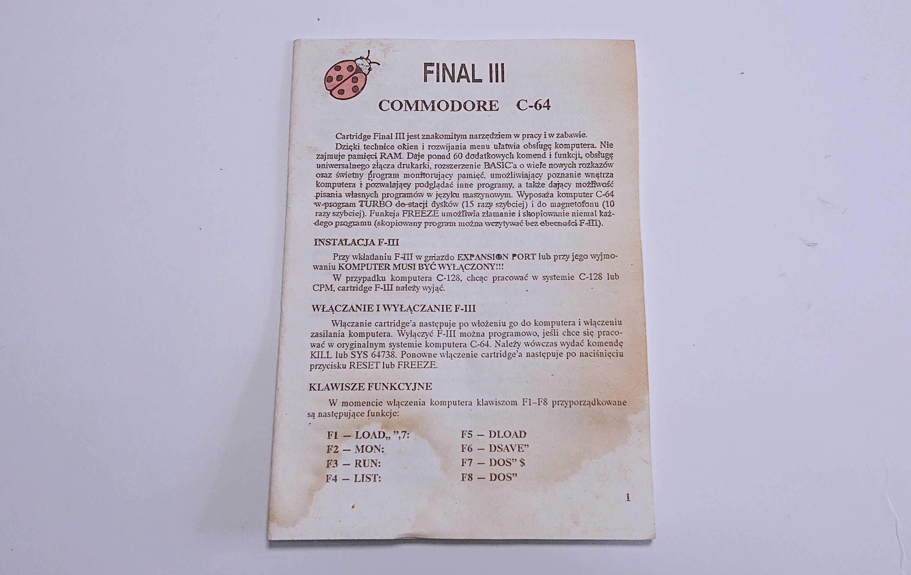 kartridż cartridge do C= commodore 64 FINAL III