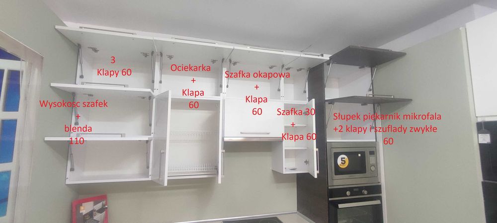 Zestaw mebli kuchennych płyta laminowana+akryl biały połysk