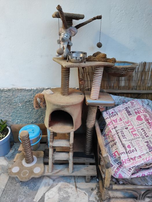 Arranhador Gato Multiplataforma com cama e abrigo + Extras