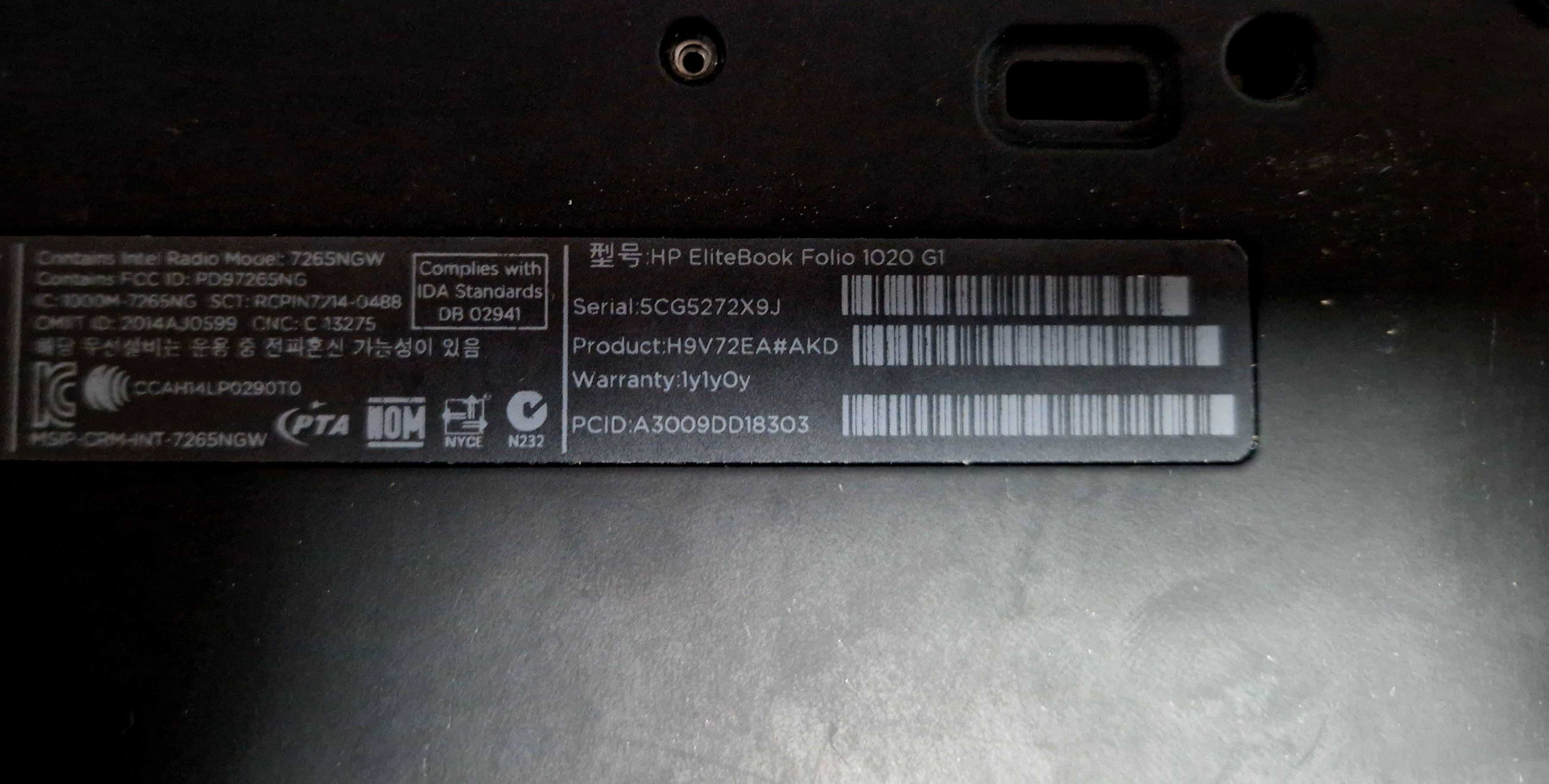 HP EliteBook Folio 1020 G1 uszkodzony