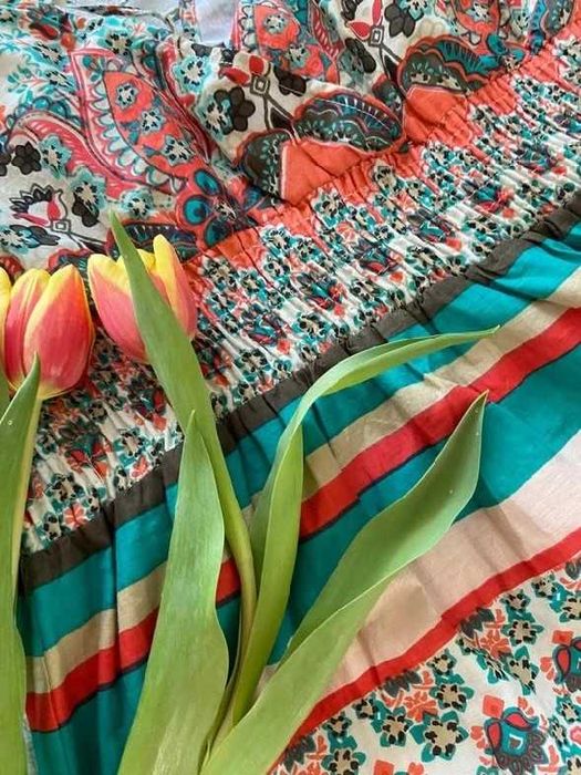 Kolorowa sukienka letnia L/XL – długa, boho, przewiewna, bawełna