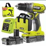 Ryobi-Wiertarko-wkrętarka 18V R18DD2, 2 akumulatory, ładowarka, torba