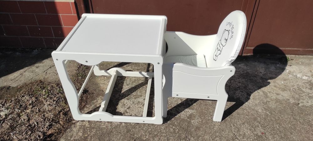 Krzesełko do karmienia - 2 funkcyjne. Stolik. Drewniane.