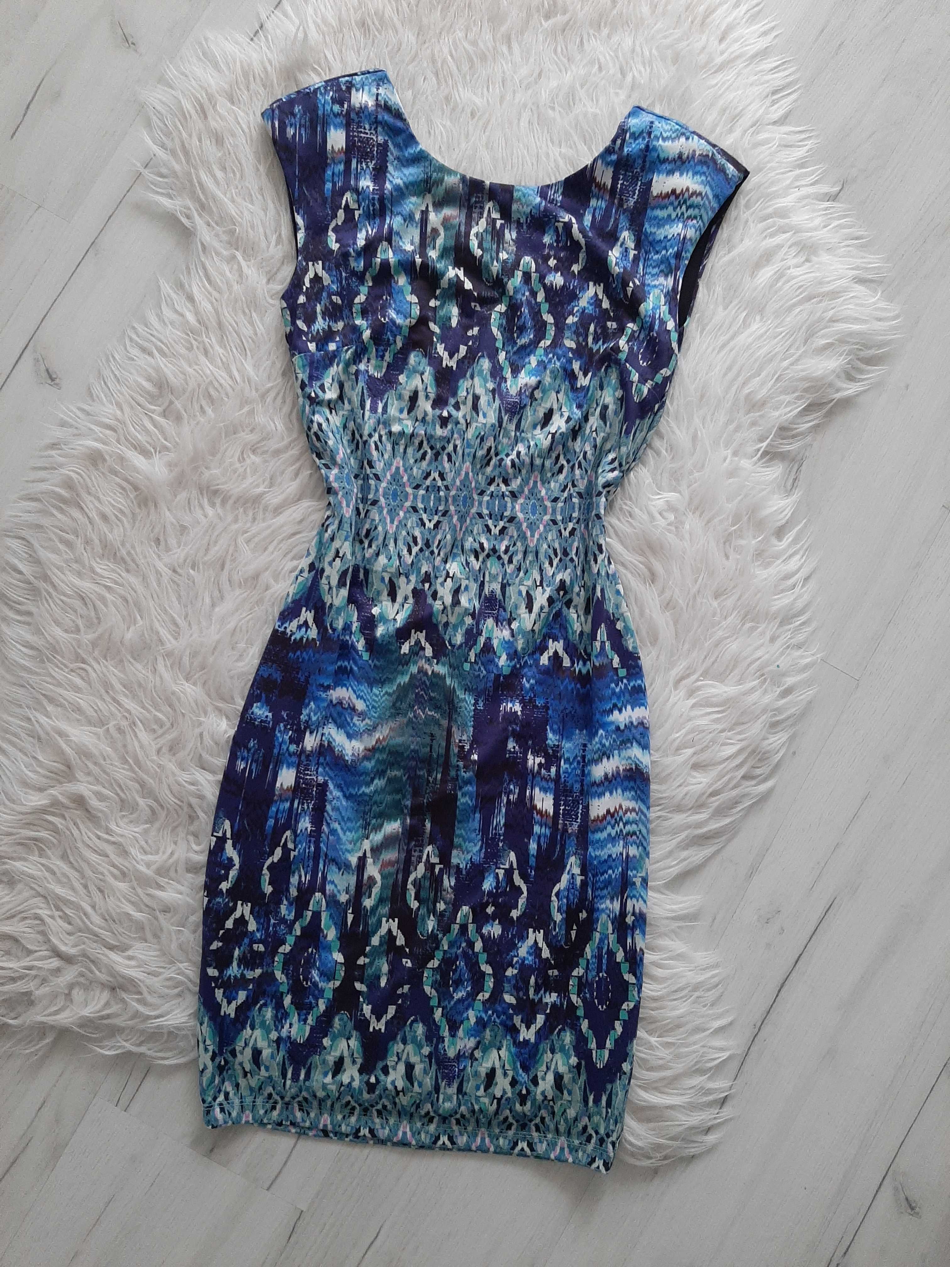 H&M Piękna sukienka w niebieski wzory XS