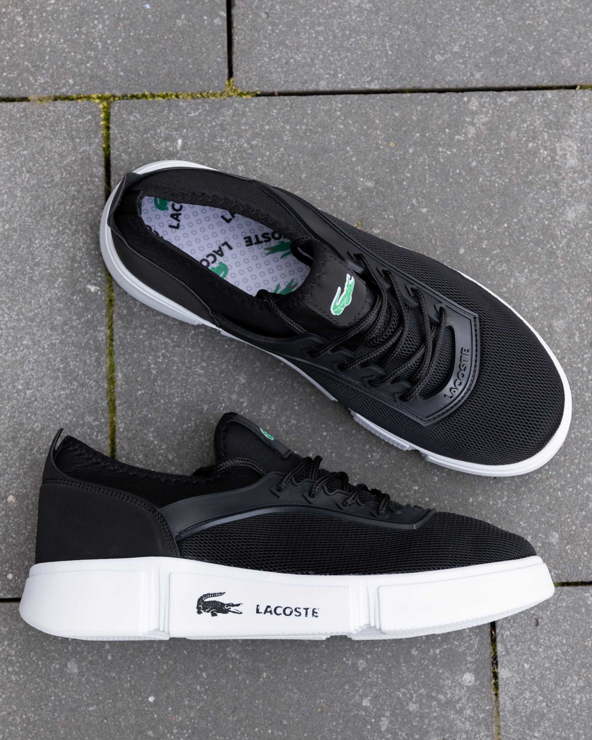 Кросівки Lacoste Black White Лакост чорний верх біла підошва