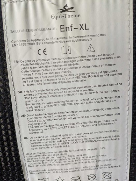 Equi Theme Colete Segurança Infantil Proteção Equitação XL 11-14 Anos