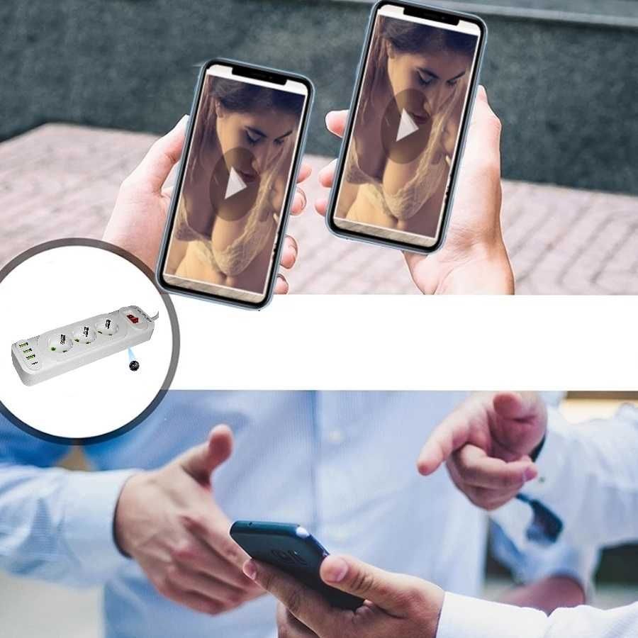 Ukryta Kamera w Przedłużaczu Listwa Zasilająca 3 Gniazda Wifi