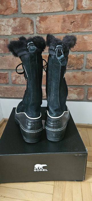 Buty kozaki śniegowce sorel 38 czarne ocieplane damskie dla dziewczynk