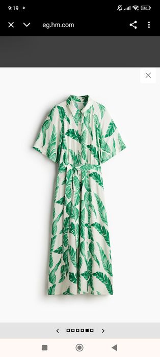 Sukienka liście h&M 36 nowa szmizjerka bawełna pasek