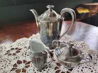 Zestaw kawowy z porcelany srebrzonej