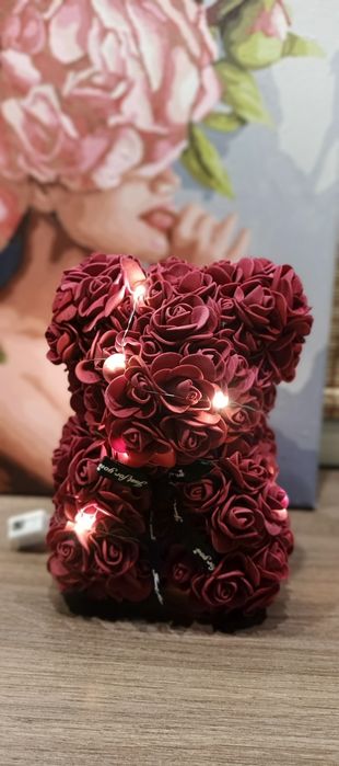 Ведмедик з троянд та led підсвіткою