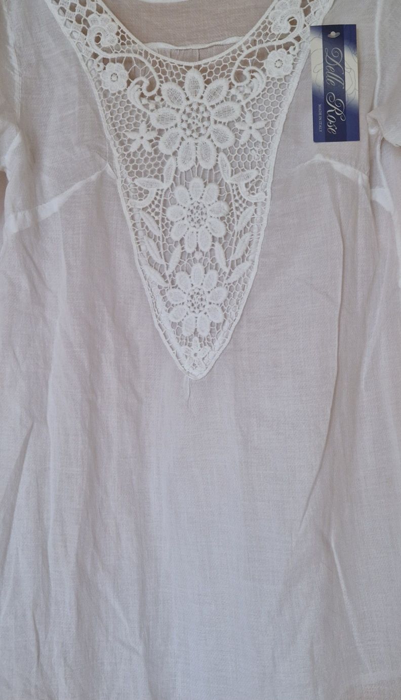 NOWA Cienka biała koszula tunika oversize styl boho