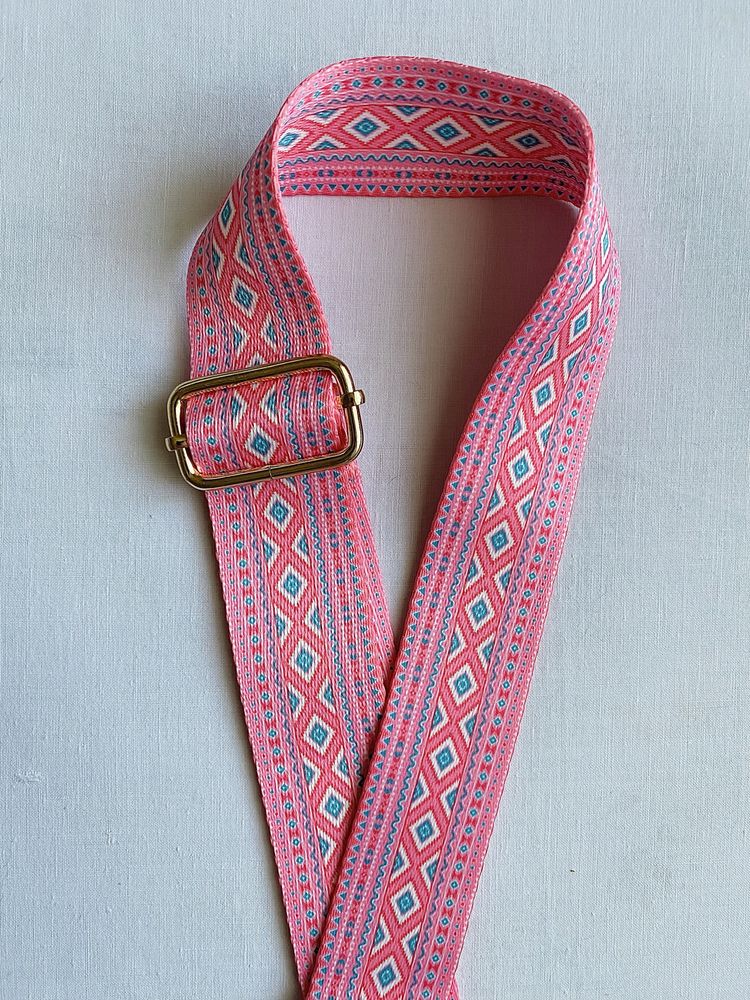 Pasek do torby torebki wzór Boho, Light Pink/Jasny Róż