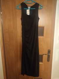 Czarna elegancka sukienka+ w gratisie mały wieszak welurowy