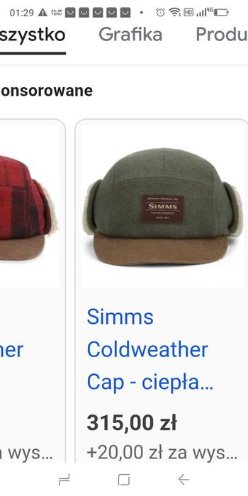 Simms zimowa czapka wędkarska