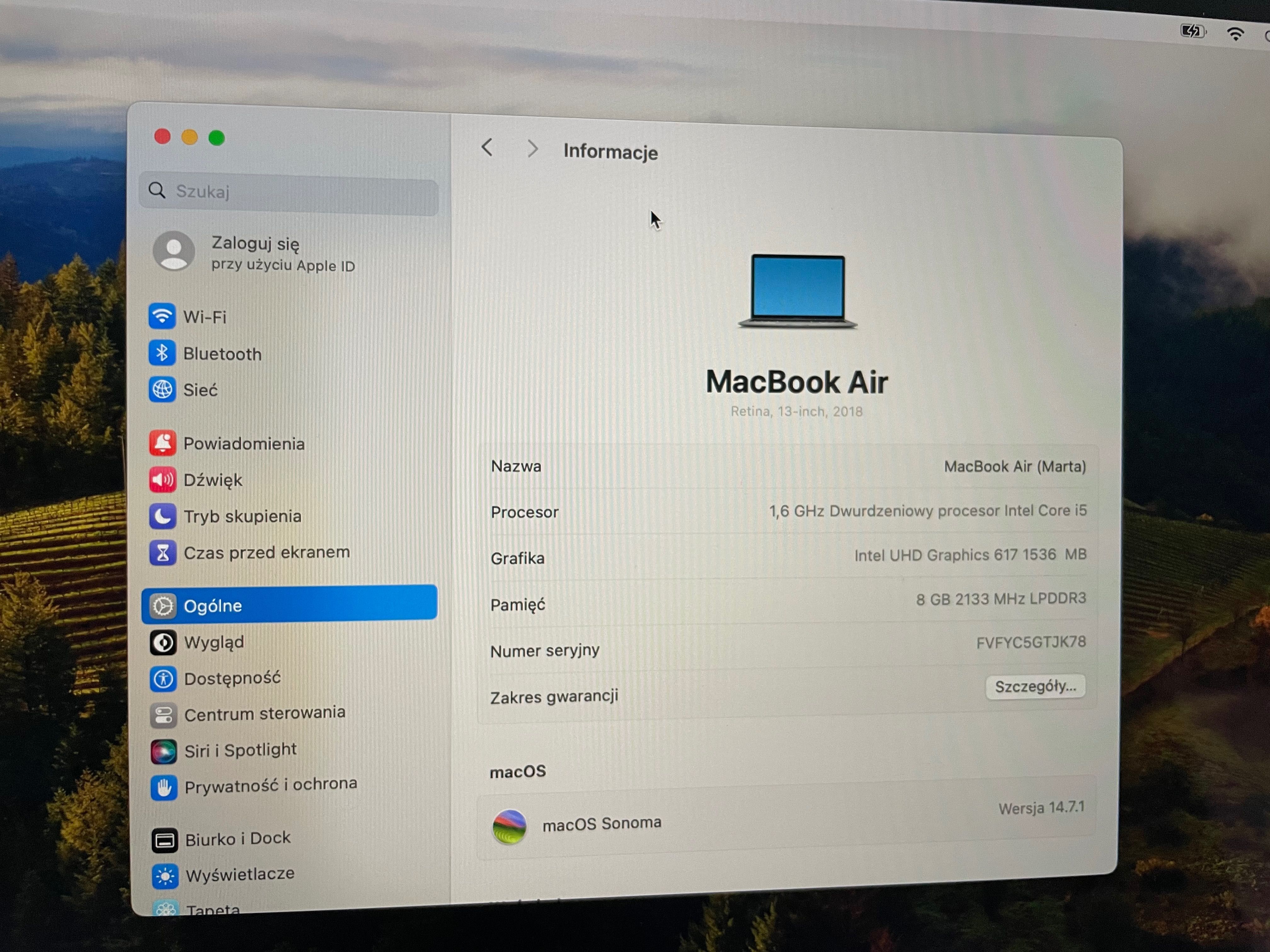 MacBook Air (Retina, 13-inch,2018) A1932, 8 RAM, 256 dysk