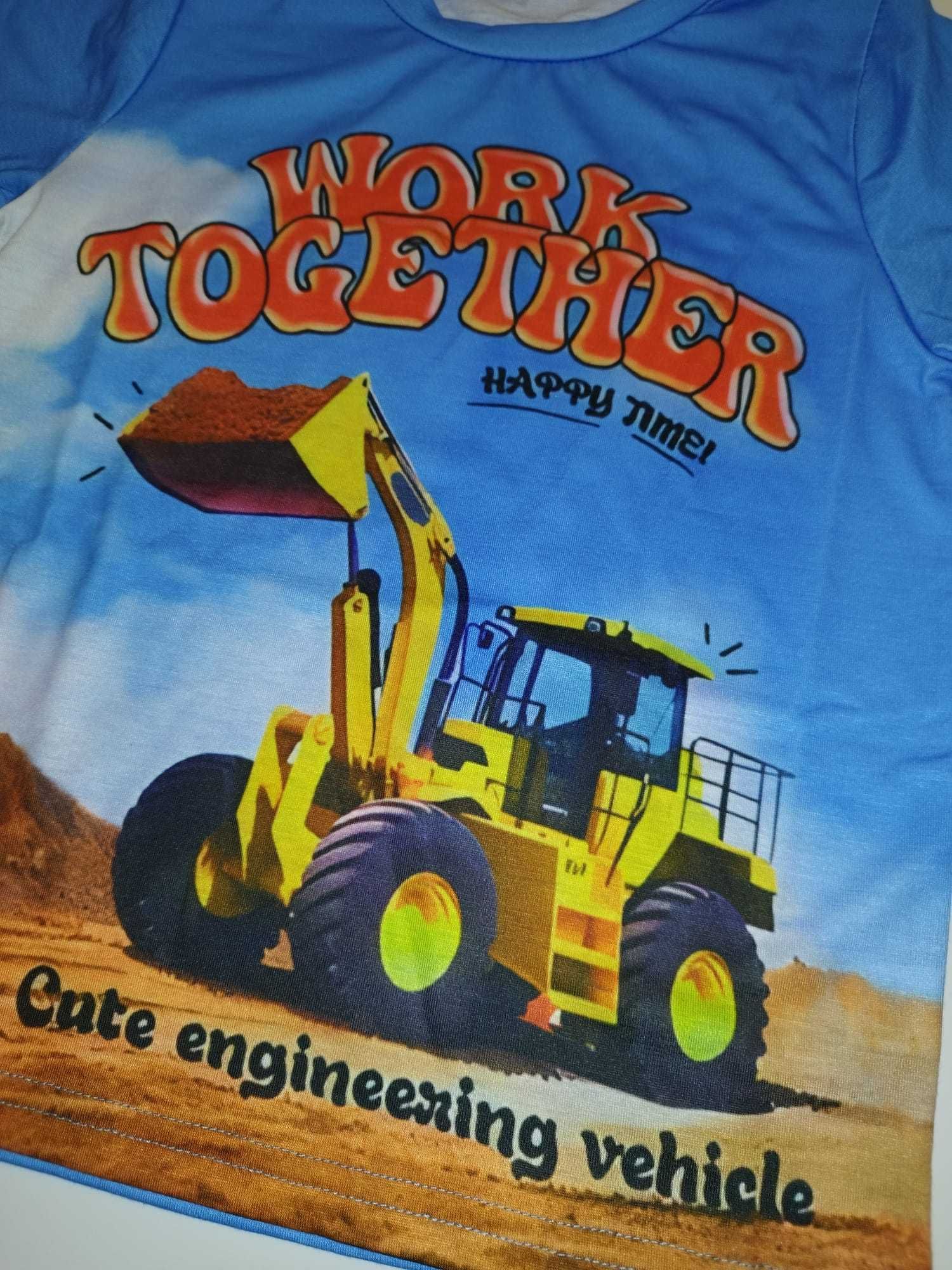 T-shirt, koszulka dla chłopca Koparka niebieska R.110/116 Nowa