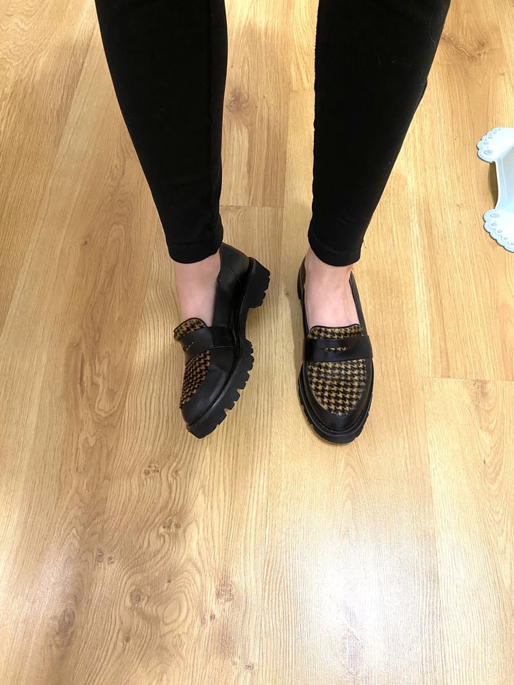 100% skóra naturalna Rylko loafersy mokasyny na platformie r. 37,5