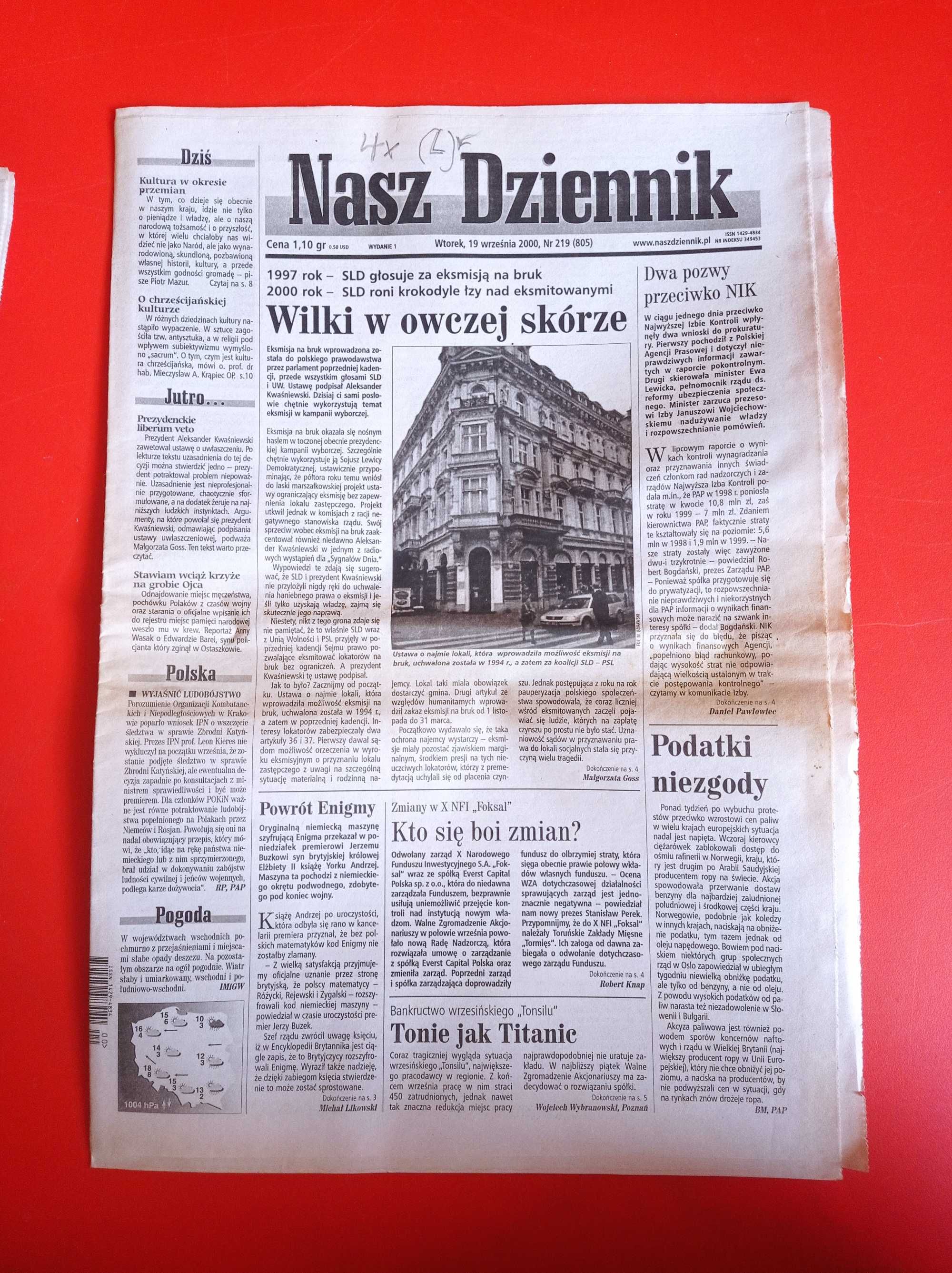 Nasz Dziennik, nr 219/2000, 19 września 2000