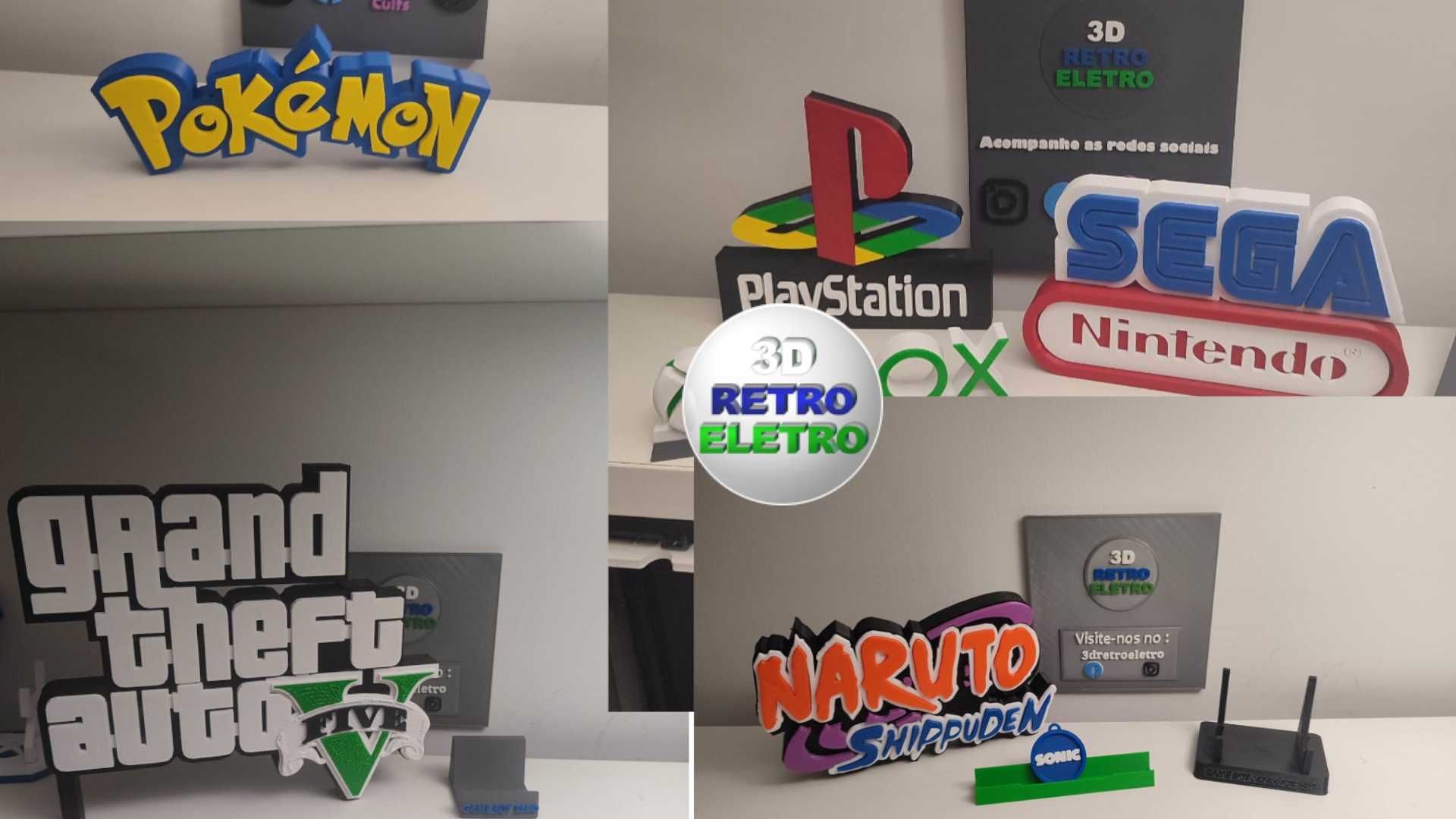 Logotipos 3D de videojogos, consolas, séries, filmes etc