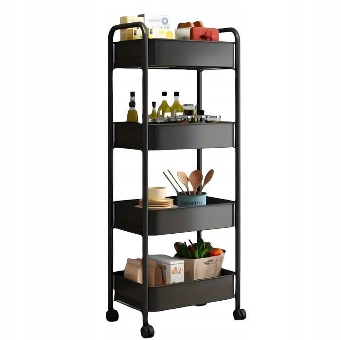 Półka Łazienkowa Na Kółkach 4 Poziomy Mobilna Szafka Kuchenna