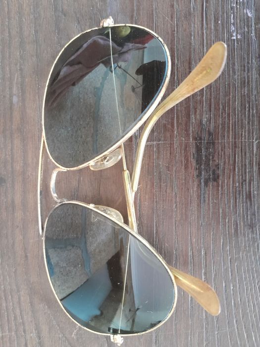 Antigos óculos Ray-Ban Aviator originais banhados a ouro