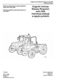 Instrukcja obsługi MASSEY FERGUSON 3425 - 3455 MF seria 3400