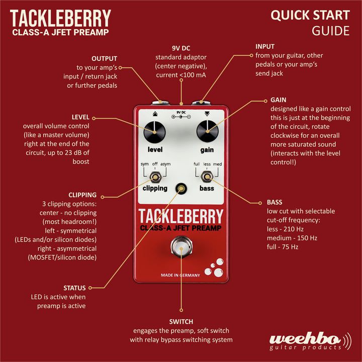 Pedal Weehbo Tackleberry Guitar Bass Preamp