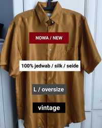 M L XL oversize jedwabna koszula vintage unisex 100a% jedwab silk