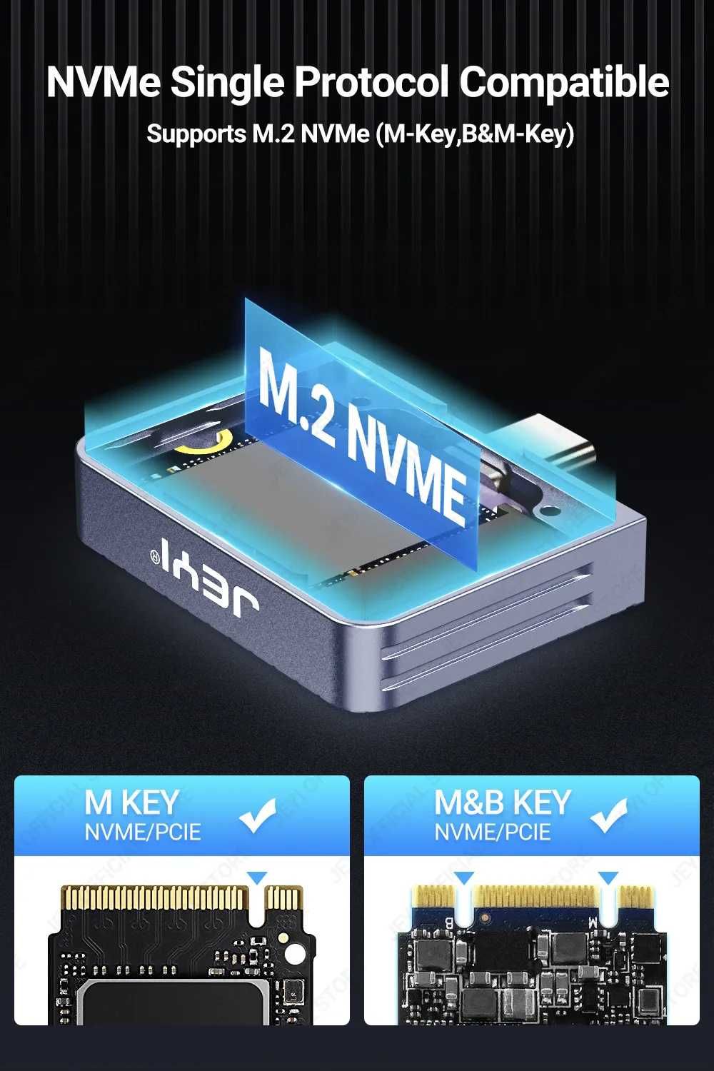 Внешний адаптер JEYI M.2 NVMe 2230 PCIe SSD to USB 3.2 Gray карман